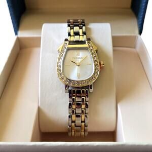 True Religion Women’s Two Tone Silver Gold Bracelet Dress Watch Crystal Bezel